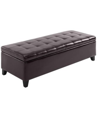 Storage Ottoman Bench 3-seater PU Leather Furniture Foot Stool