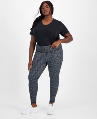 Plus Size Compression Zig Zag Geometric-Print Leggings, Created for Macy’s