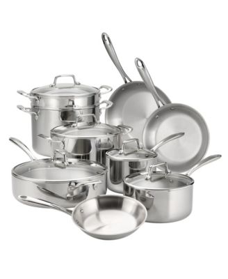 TriPly Clad Stainless Steel Glass Lid 14 Pc Cookware Set