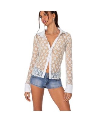 Women’s Cecilia Sheer Lace Button Up Shirt