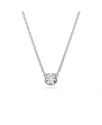 Imber Pendant, Round Cut, White, Rhodium Plated Necklace