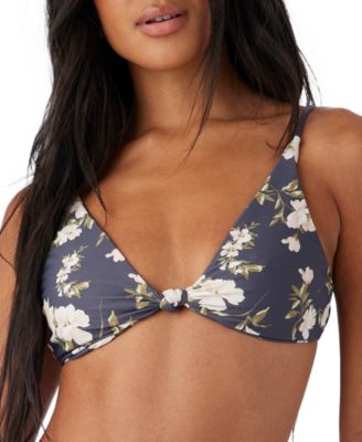 Juniors’ Kendra Floral Knot-Front Bikini Top