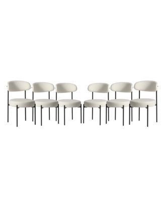 Mid-Century Modern Upholstered Sherpa Round Dining Chairs (Set of 6)