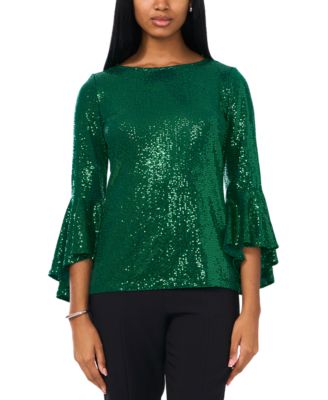 Petite Sequined Bell-Sleeve Top