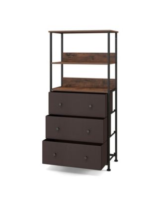 Chest of Fabric Drawer with 3 Folding Fabric Drawers and Anti-tipping Devices-Brown