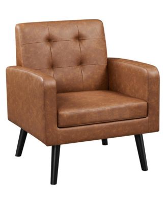 Modern Faux Leather Arm Chair Tufted Accent Chair