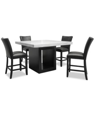 Kellet 5 Pc. Square Marble Dining Set (Counter Height Table & 4 Chairs), Created for Macy’s