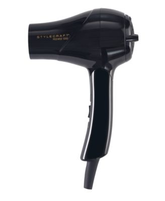 Peewee 1200 Folding Handle Dual Voltage Compact Travel Hair Dryer with Nozzle, Diffuser, and Travel Bag