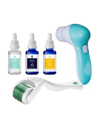 Advanced Facial Cleansing Brush, Anti-Aging Serum Set, and Micro Needle Derma Roller Bundle