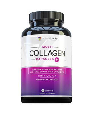 Multi Collagen Capsules, Collagen Peptides Supplement for Hair, Skin, Nails & Joints, Vitauthority, 180ct