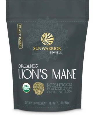 Be Well Organic Lion’s Mane Powder, Plant-Based Mushroom Powder from Fruiting Body, Sunwarrior, 150g