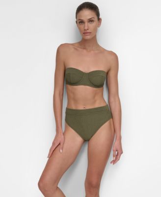 Women’s Textured Molded Balconette Bikini Top & High-Waist Bottoms