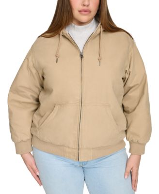 Plus Size Quilted Lined Zip-Front Bomber Jacket