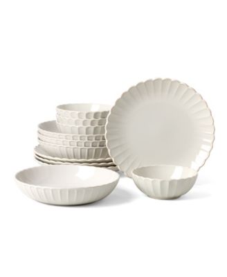 French Perle Scallop 12 Pc. Dinnerware Set, Service for 4