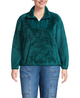 Plus Size Half Zip Cozy High Pile Fleece Pullover