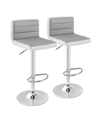 Set of 2 Adjustable Heights Barstool with PU Leather