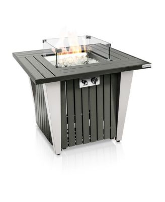 50,000 BTU Propane Gas Fire Pit Table with Tempered Glass Wind Guard