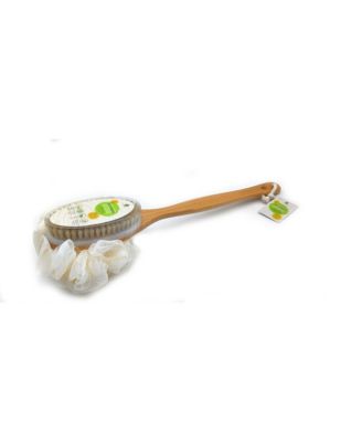 Dual Action Dry Brush & Mesh Sponge Combo with Lotus Wooden Handle