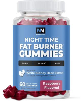 Night Time Fat Burner Gummies, Appetite Suppressant for Weight Loss Gummies, Raspberry 60ct