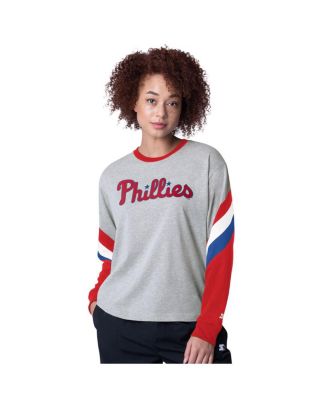 Women’s Heather Gray Philadelphia Phillies Triple A Fashion Color Block Long Sleeve Top