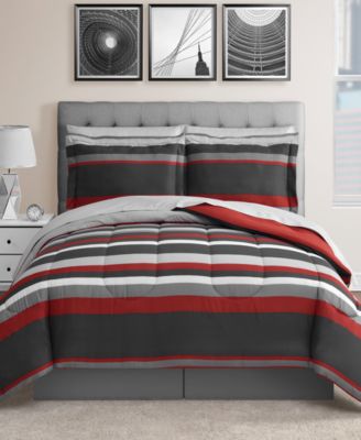 Austin Stripe/Solid Reversible 8 Pc. Comforter Set, Exclusively at Macy’s