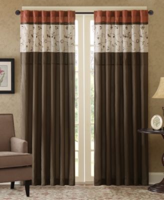 Serene Embroidered Room Darkening Curtain Panel for bedroom, Rob Pocket/Back Tab fit up to 1.25 inches rod Single Curtain Panel for Living Room, Width 50 length 84 inches Curtain Panel, Spice 1 Window Panel